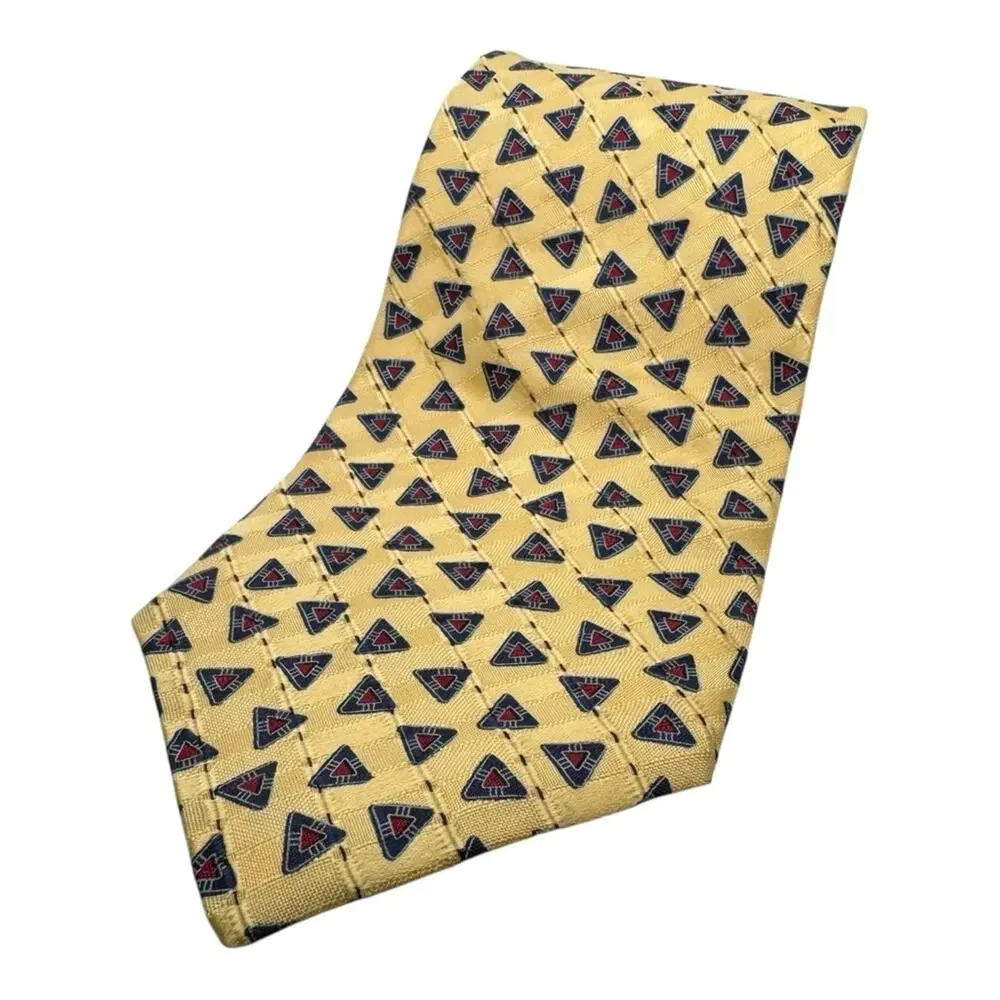 Elegant Yellow Patterned Tie Silk Ferrell Reed 57” Made in America Career Office